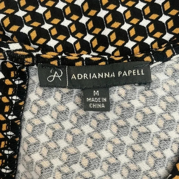 Adrianna Papell Long Sleeved Black & Brown Print Blouse Top Size M - Picture 9 of 9